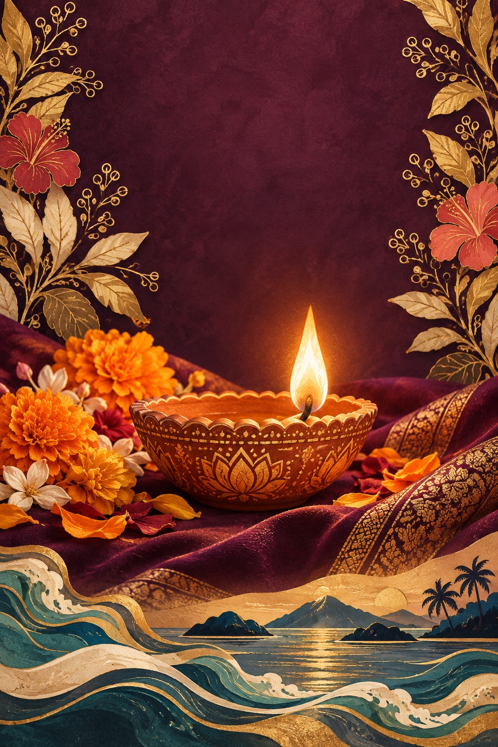 Ilustrasi pelita Deepavali